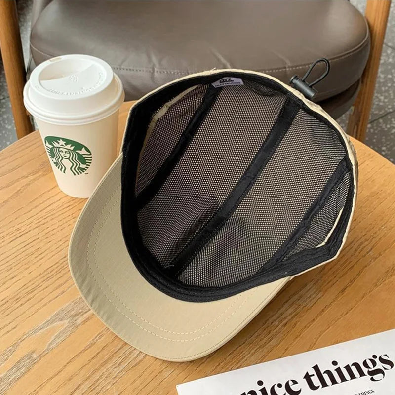 Short Brimmed Solid Color Baseball Cap Lightweight Quick Dry Polyester Adjustable Buckle Closure Sun Protection Breathable Brim