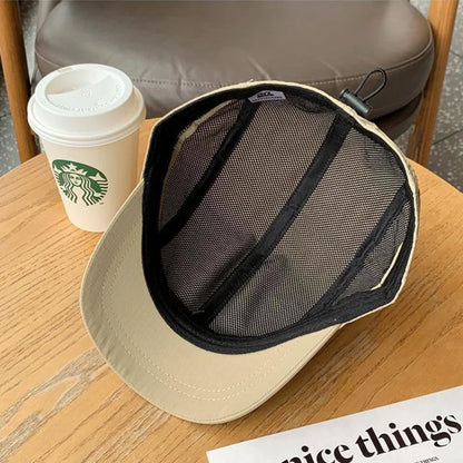 Short Brimmed Solid Color Baseball Cap Lightweight Quick Dry Polyester Adjustable Buckle Closure Sun Protection Breathable Brim