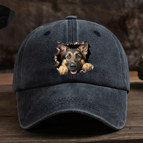 Distressed Wolf Dog Retro Baseball Cap