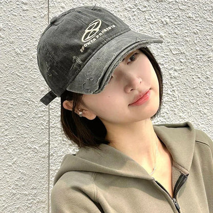 Vintage Hole Baseball Caps Man Streetwear Fashion Print Adjustable