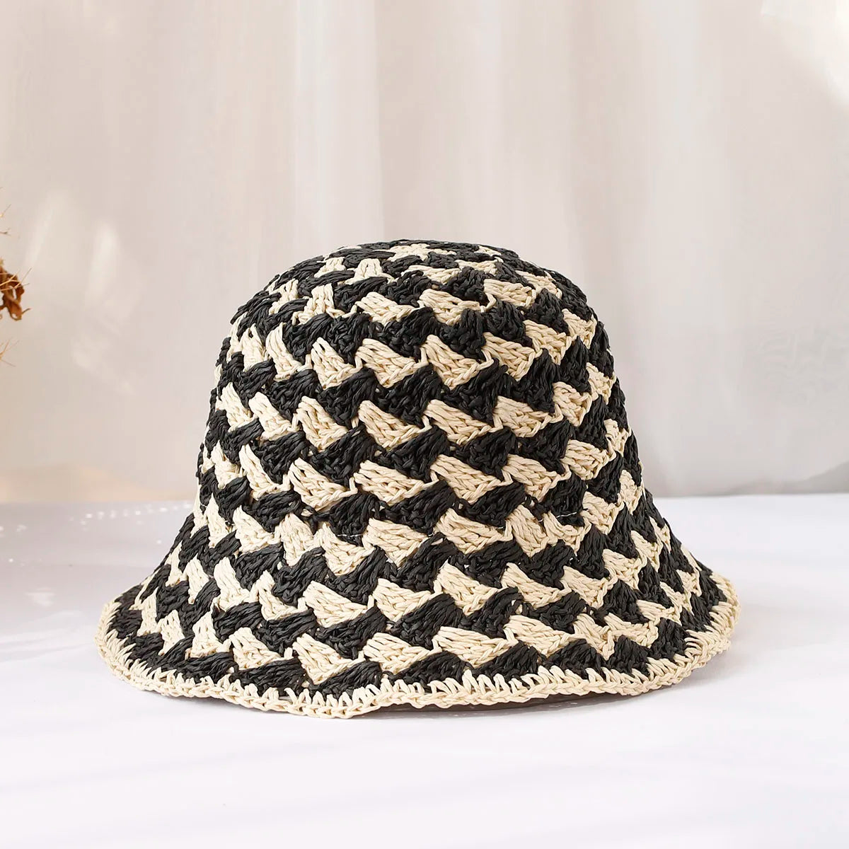 Women's Straw Crochet Sun Bucket Hat