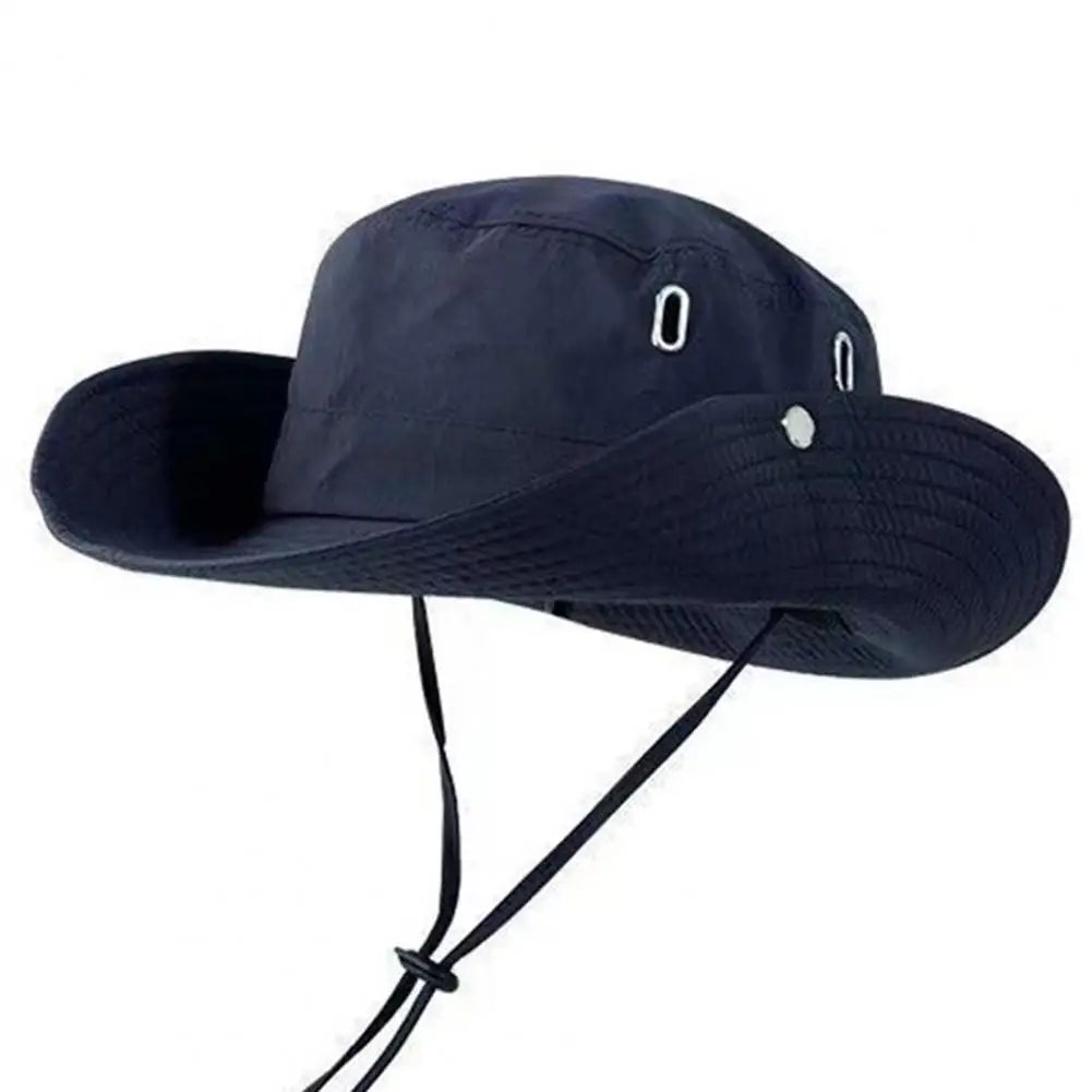 Quick-Dry Wide Brim Bucket Hat With Chin Rope