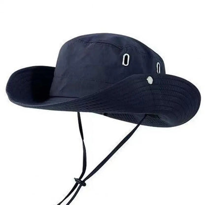 Quick-Dry Wide Brim Bucket Hat With Chin Rope