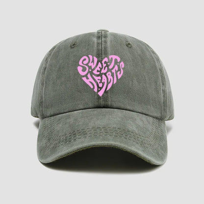 Pink Heart Shaped Letter Printed Baseball Cap Versatile For Daily