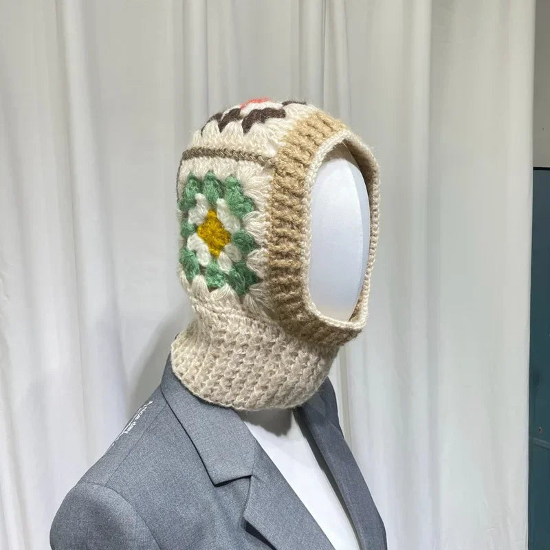 Women Crochet Balaclava Knitted Hooded Hat