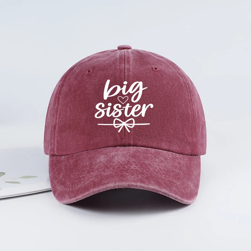 Big Sister Print Washed Baseball Cap Adjustable