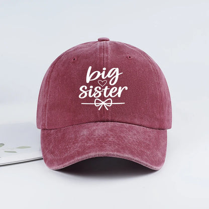 Big Sister Print Washed Baseball Cap Adjustable