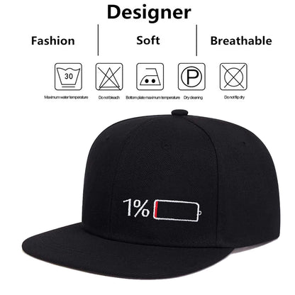 Battery Embroidered Hip-Hop Snapback Cap