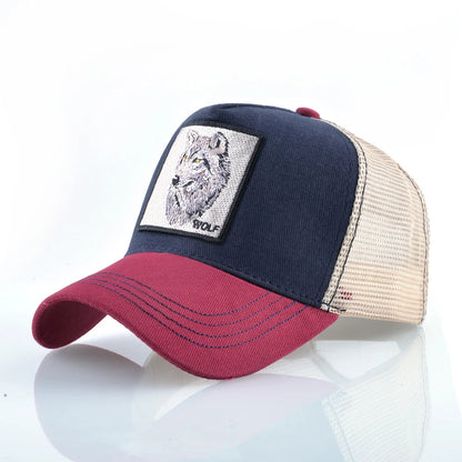 Embroidery Wolf Snapback Trucker Cap