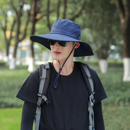 Foldable Large Brim Breathable Polyester Fishing Bucket Hat