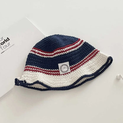 Contrasting Striped Knitted Bucket Hat