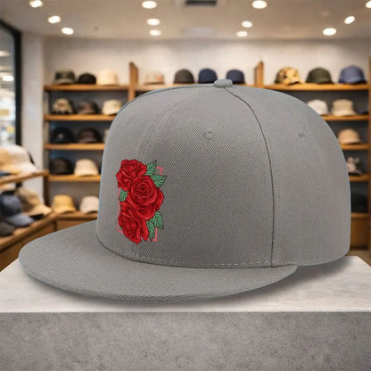 Red Rose Floral Square Snapback Cap