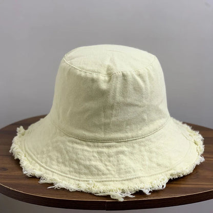 Cotton Fringed Bucket Hat Soft Fisherman Cap