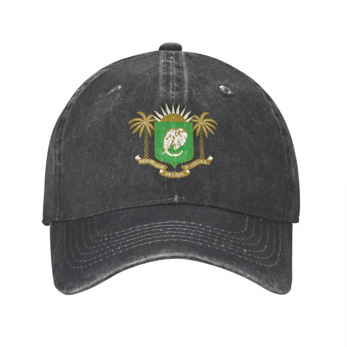 Men Baseball Cap Cote Emblem Charcoal Washed Denim