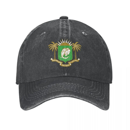 Men Baseball Cap Cote Emblem Charcoal Washed Denim