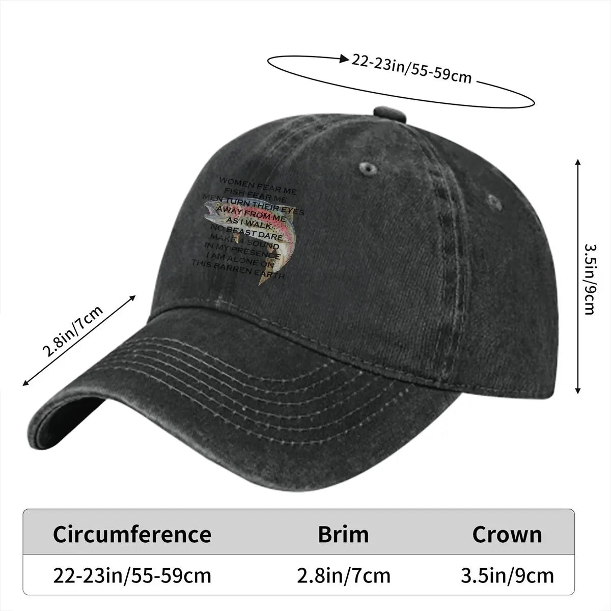 Fish Fear Me Funny Baseball Cap