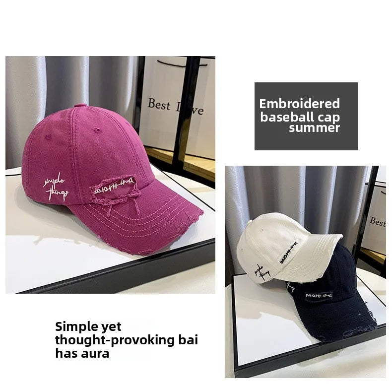 New Celebrity Fashion Embroidery Hole Sunscreen Baseball Cap Women