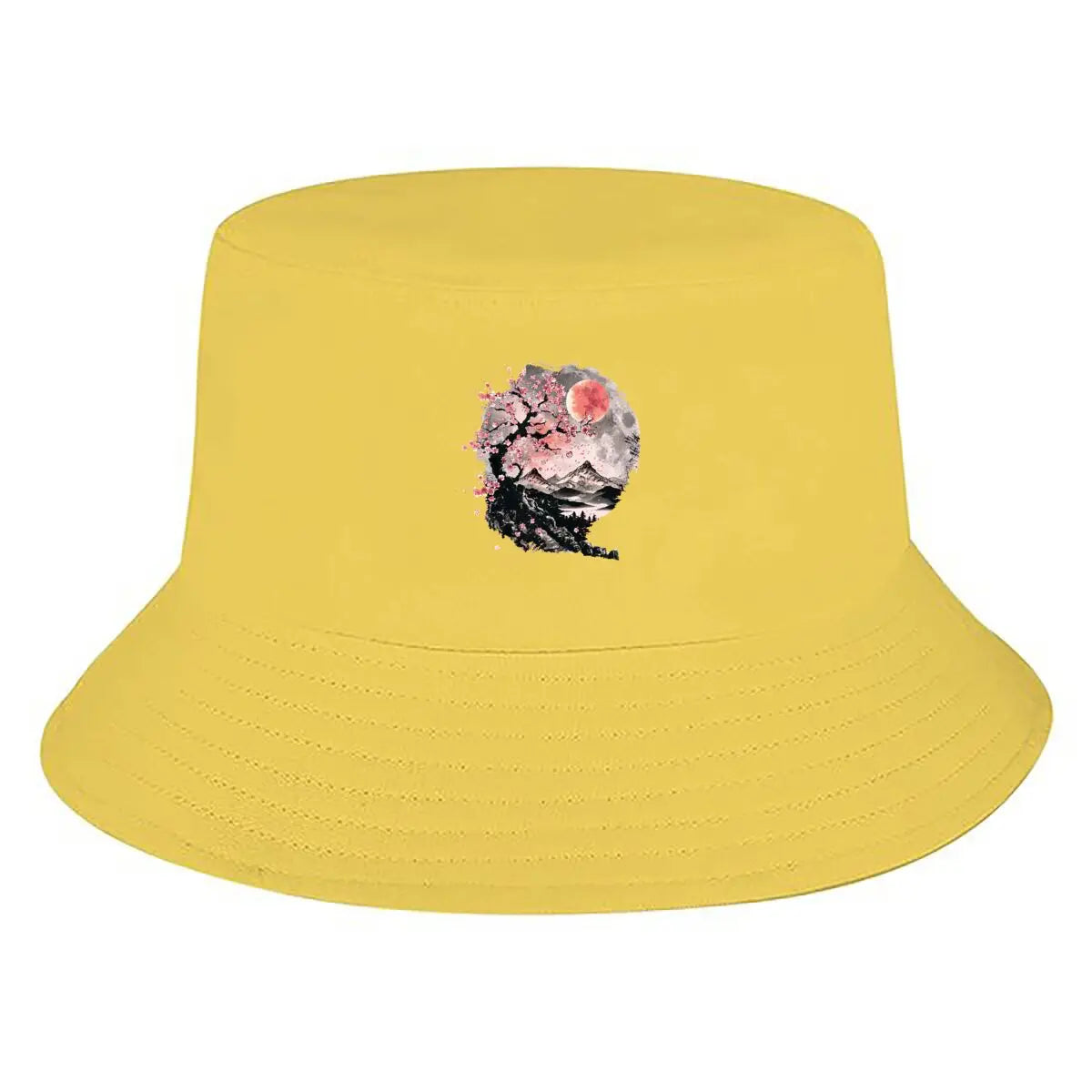 Fashion Japanese Sakura Moon Landscape Bucket Hat