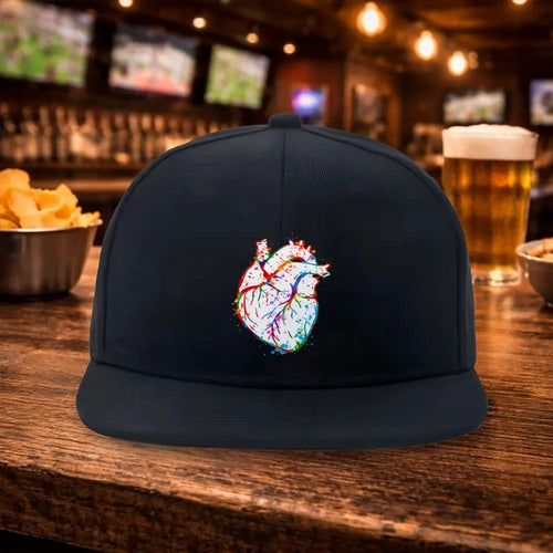 Painted Heart Flat Brim Snapback Cap