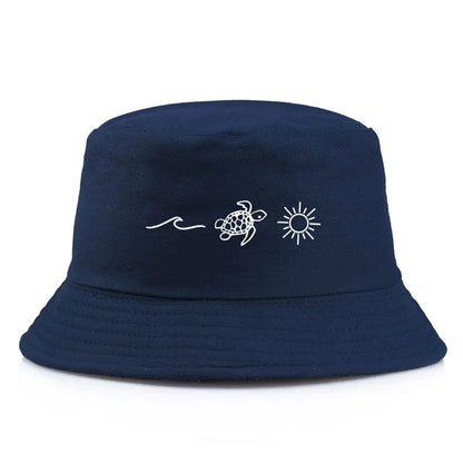 Minimalist Sea Turtle Wave Bucket Hat