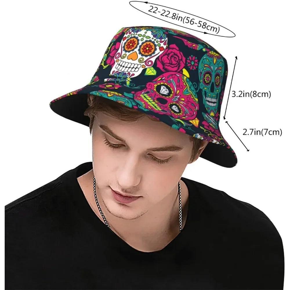 Mexican Skull Fisherman Cap Hip Hop Bucket Hat