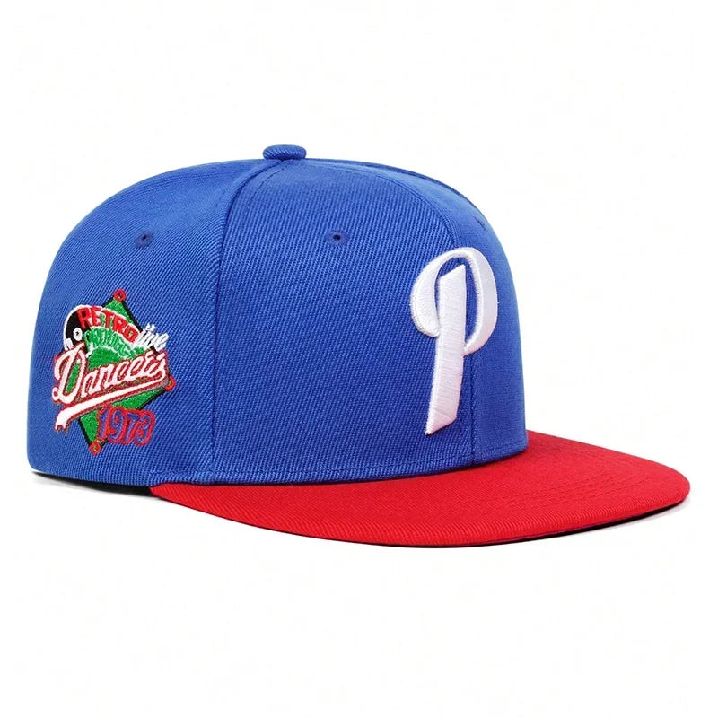 Unisex P Letter Embroidered Snapback Cap