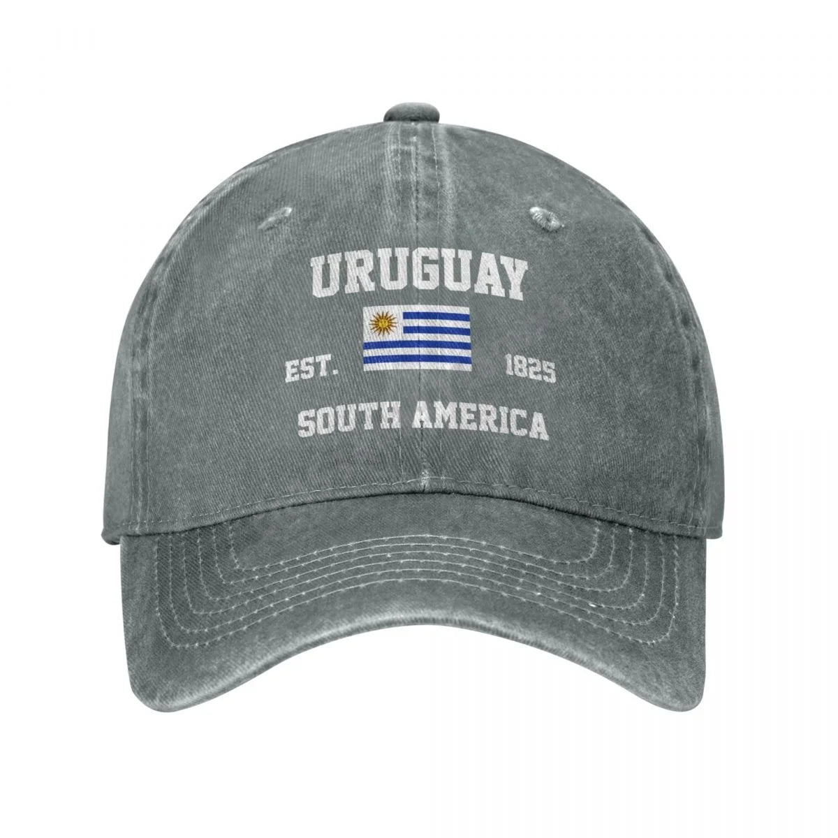 Unisex Adult Uruguay Uruguayan Flag Charcoal Washed Denim Baseball Cap