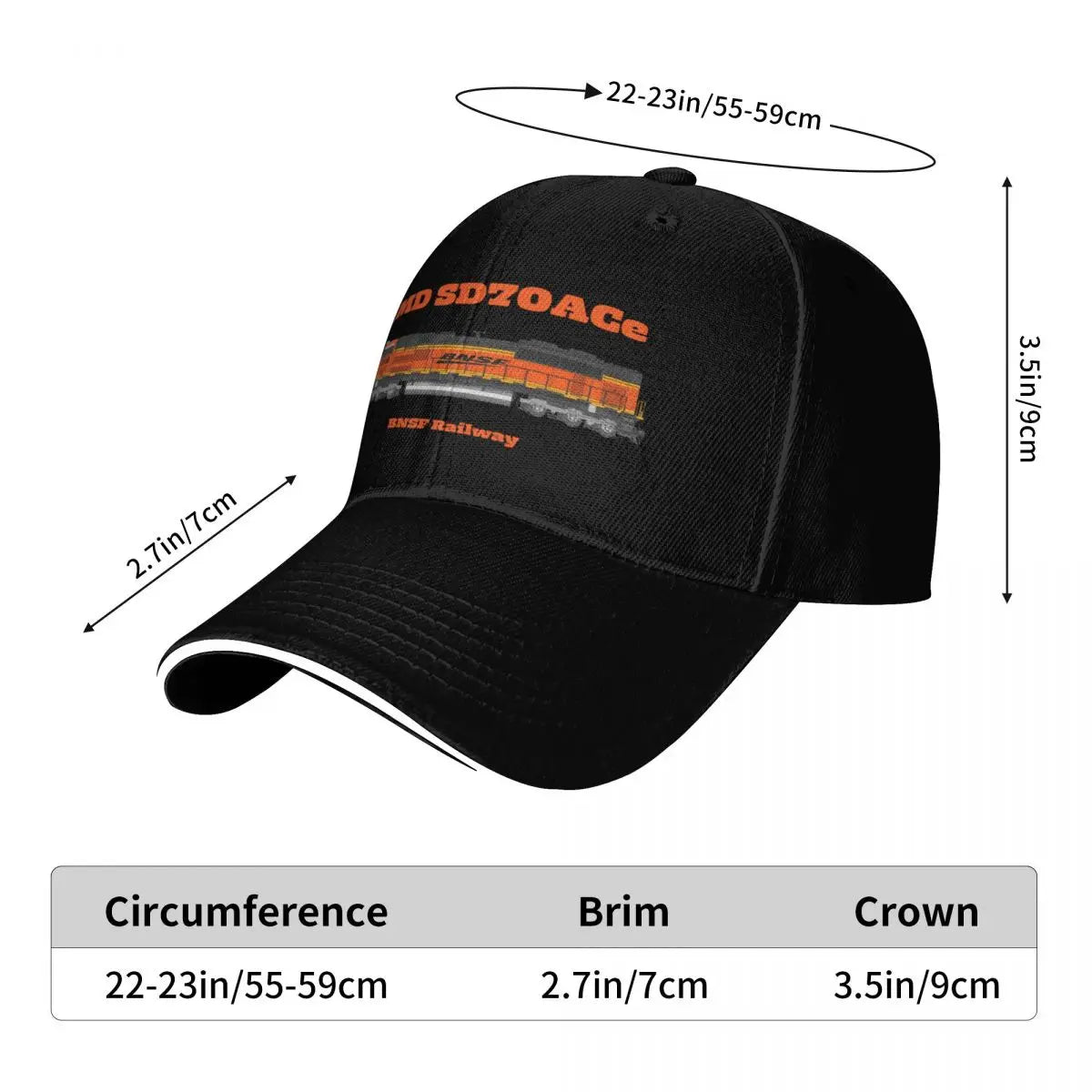 BNSF EMD SD70ACe Drawings Cotton Twill Baseball Cap