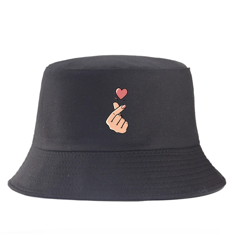 Korean Finger Heart Summer Cotton Bucket Hat