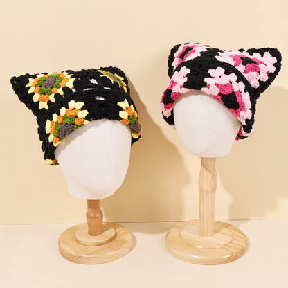Cute Cat Ear Crochet Bucket Hat
