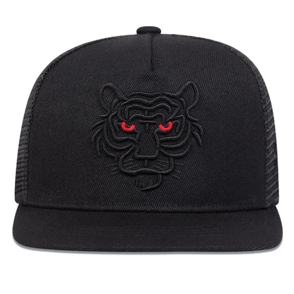 Unisex Tiger Embroidered Mesh Snapback Cap
