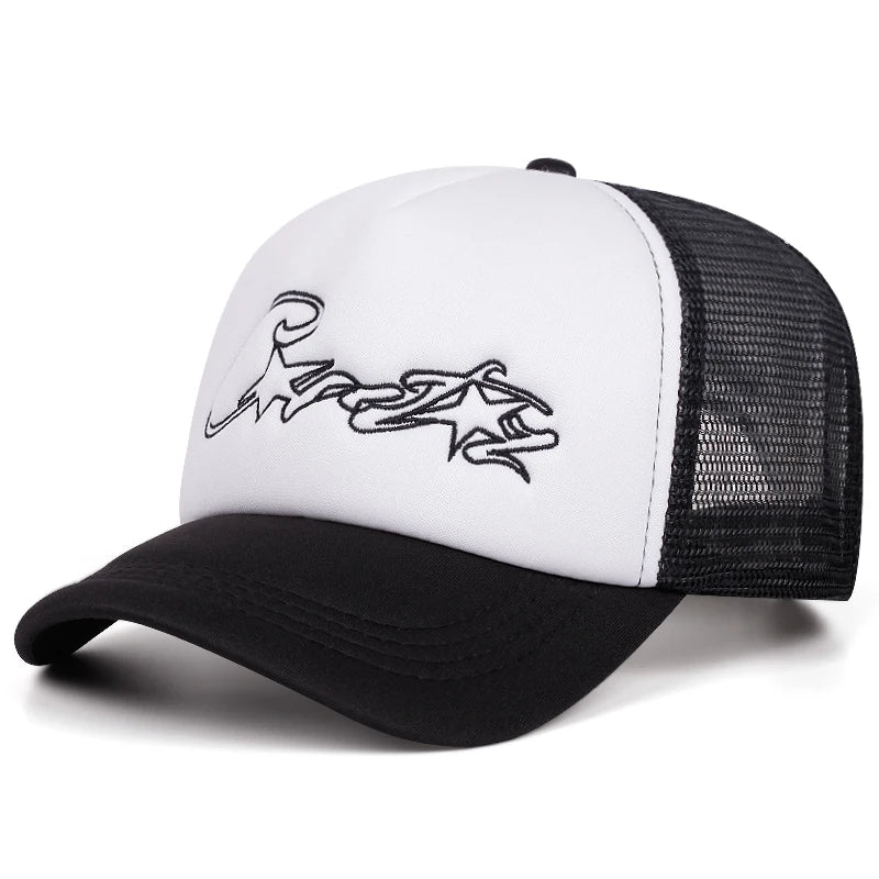 Fashion Simple New Breathable Mesh Hat Five Pointed Star