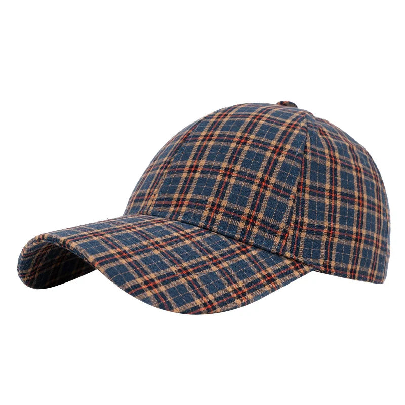 The Retro And Fashionable Color Blocked Checkered Baseball Cap