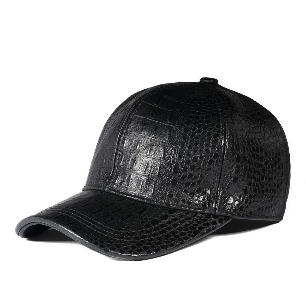 Genuine Crocodile Pattern Sheep Leather Snapback Cap