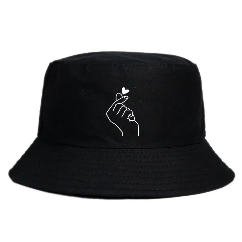 Korean Heart Sign Reversible Bucket Hat