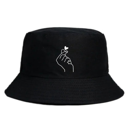 Korean Heart Sign Reversible Bucket Hat