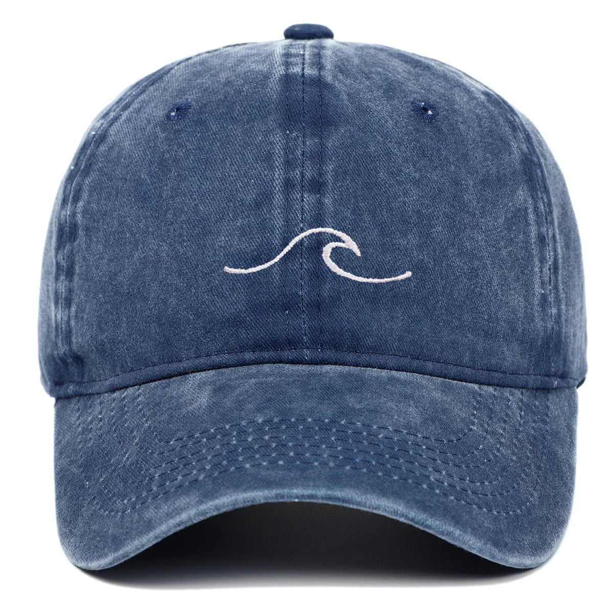 Ripple Wave Embroidered Washed Baseball Cap