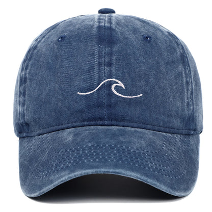 Ripple Wave Embroidered Washed Baseball Cap