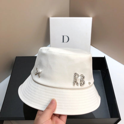Luxury Rhinestone Letter RB Bucket Hat Designer