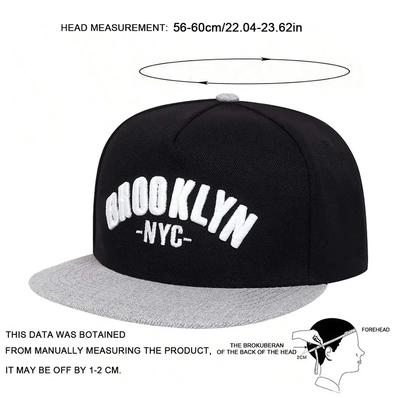 Brooklyn Letter Embroidered Cotton Snapback Cap