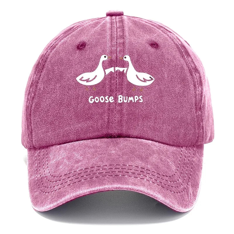 Retro Goose Print Distressed Washed Baseball Cap