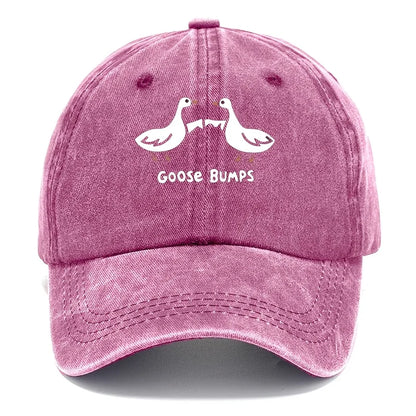 Retro Goose Print Distressed Washed Baseball Cap
