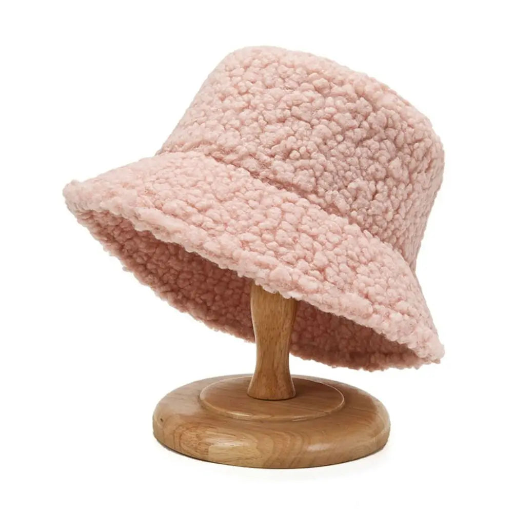 Women Faux Fur Lamb Wool Fisherman Bucket Hat