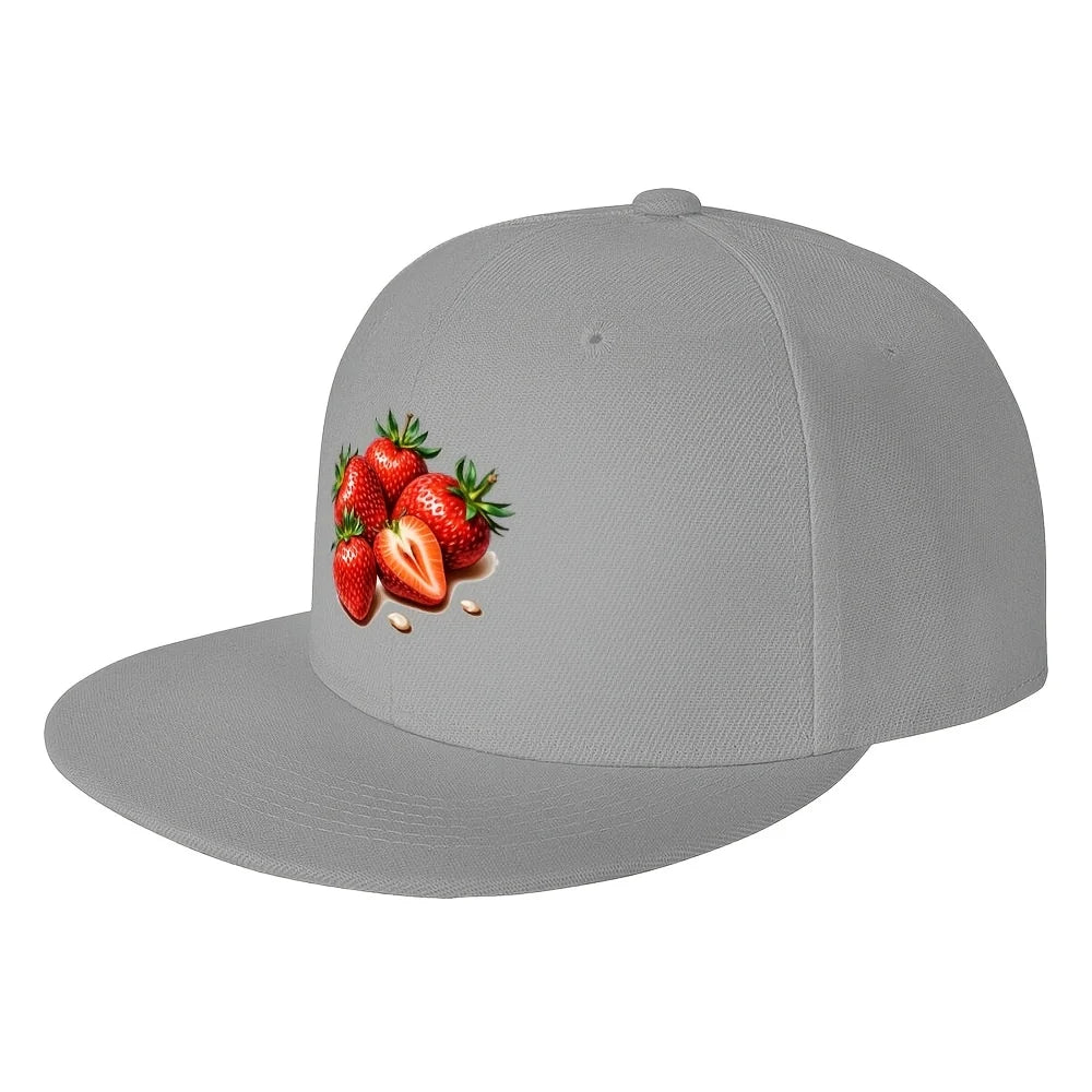 Strawberry Print Summer Snapback Cap
