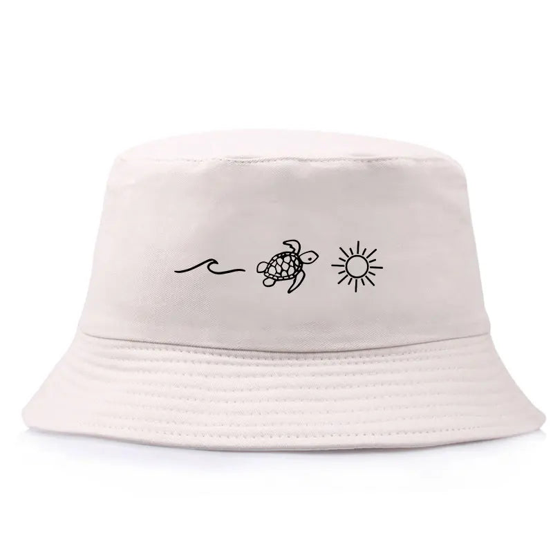 Minimalist Sea Turtle Wave Bucket Hat