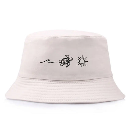 Minimalist Sea Turtle Wave Bucket Hat