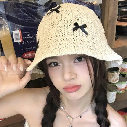 Fashion Mini Bow Beach Bucket Hat