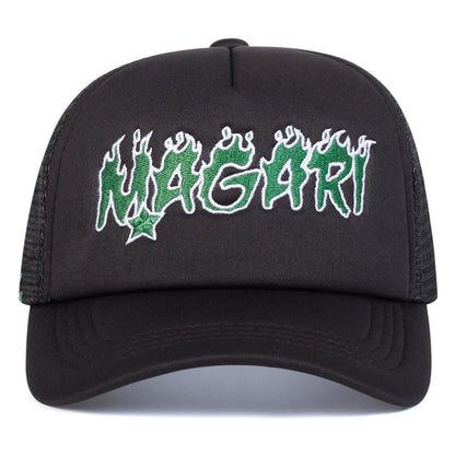 Unisex MAGARI Flame Embroidery Baseball Net Caps