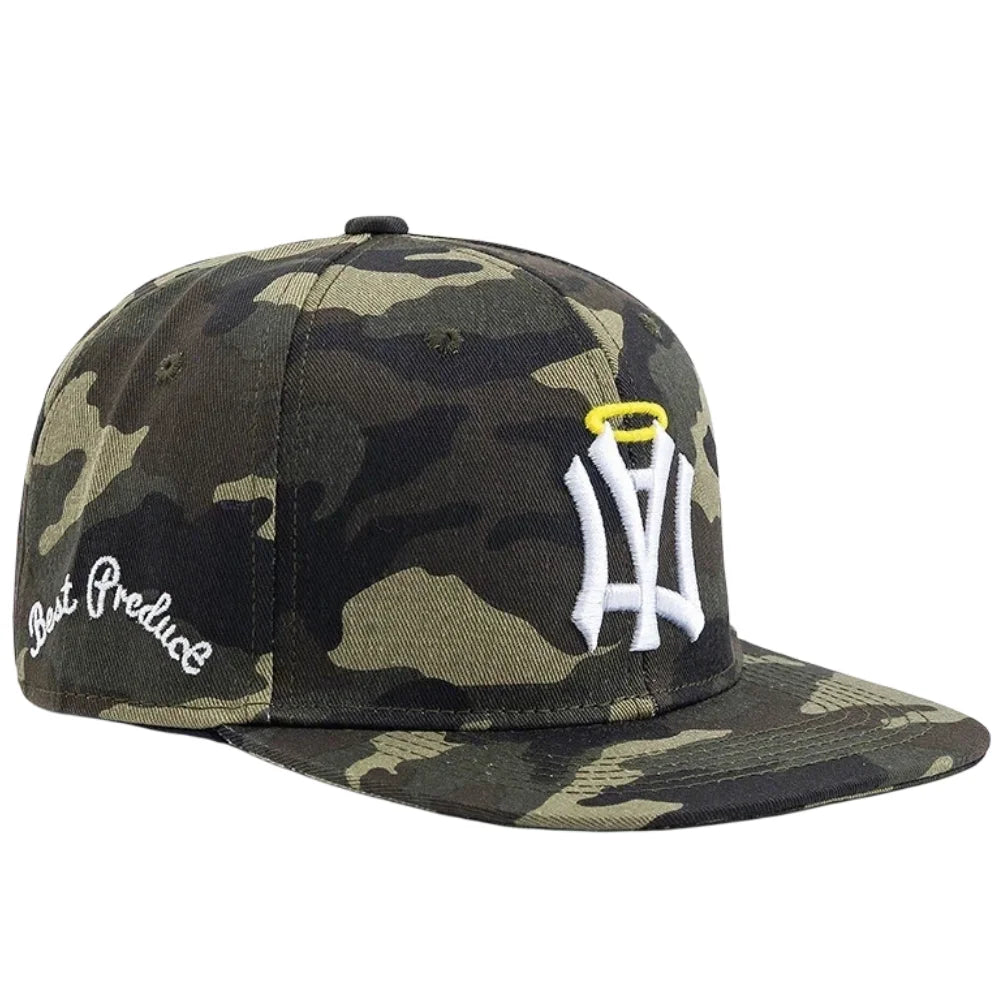 NA Letter Wing Embroidered Unisex Flat Brim Snapback Cap
