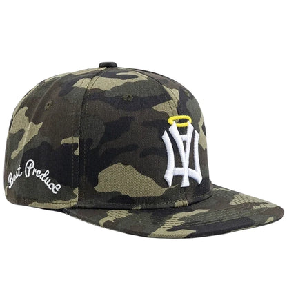 NA Letter Wing Embroidered Unisex Flat Brim Snapback Cap